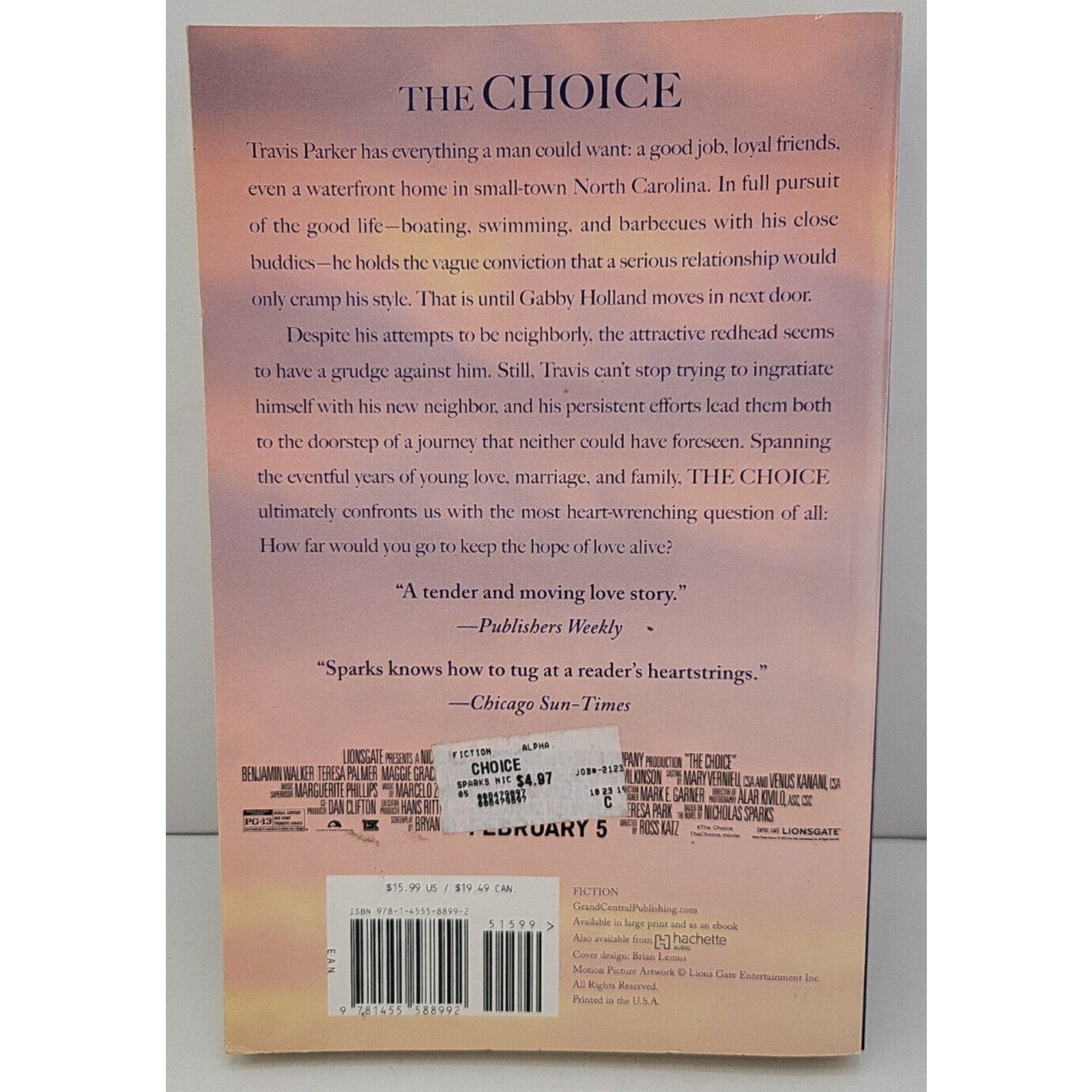 Choice by Nicholas Sparks (2015, Trade Paperback)