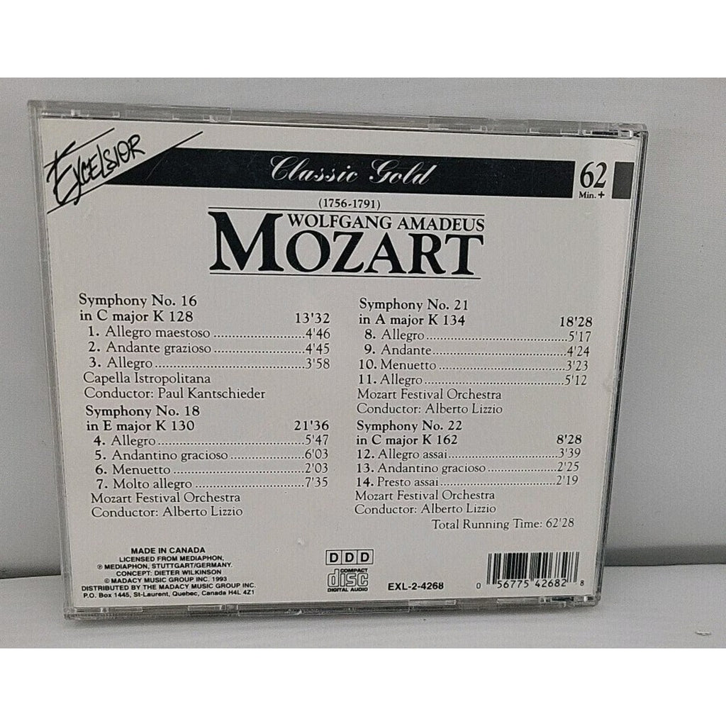 Wolfgang Amadeus Mozart Early Symphonies NO. 16, 18, 21 & 22 Excelsior Gold CD