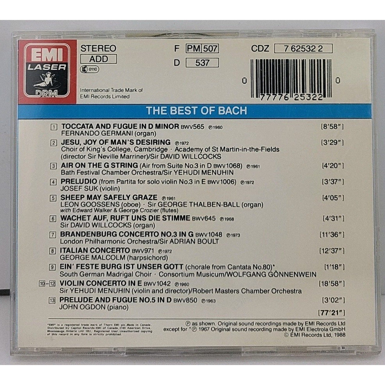 The Best of Bach Various Artists CD