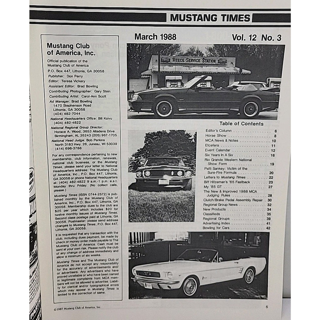Mustang Times Magazine March 1988 Vol. 12 No. 3