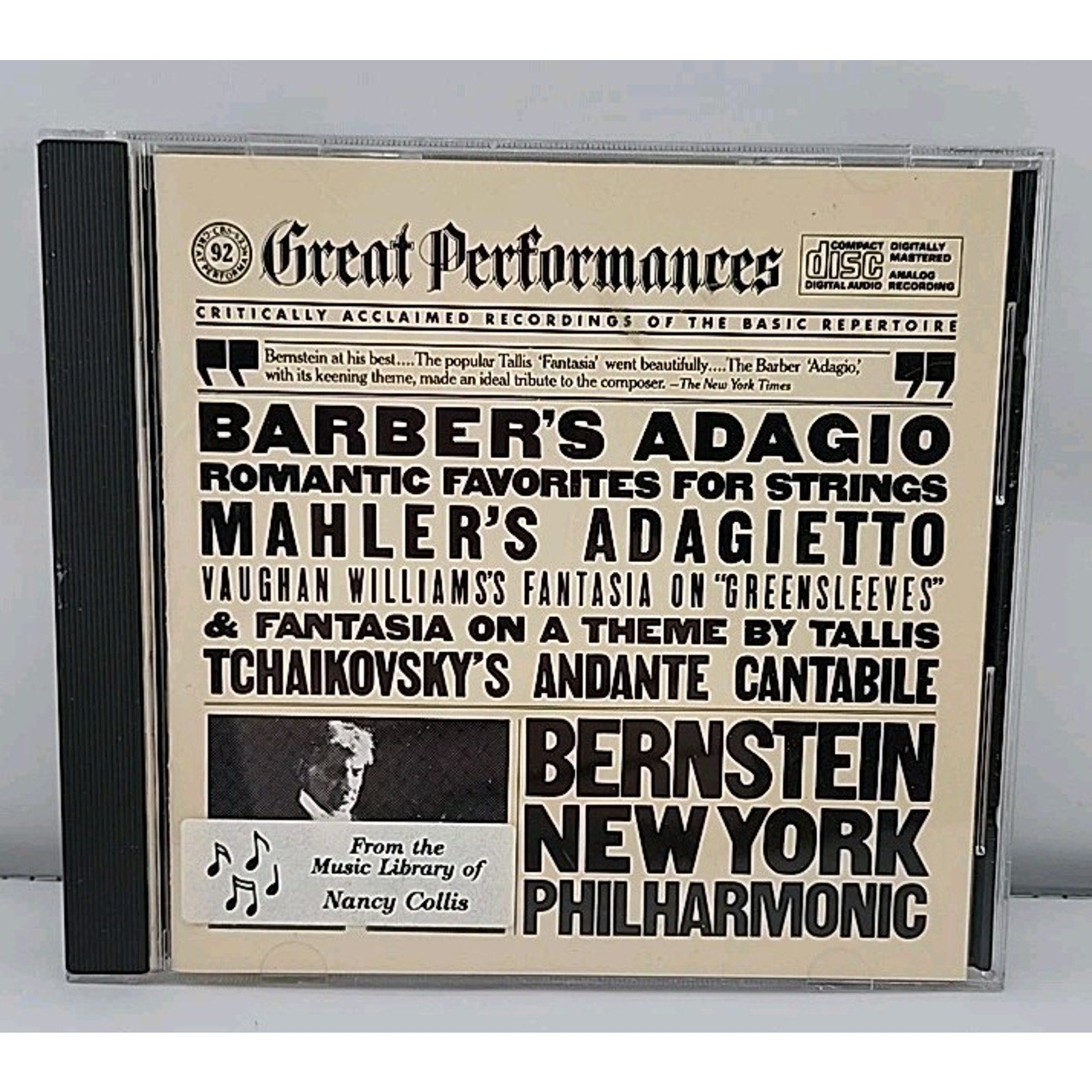 Adagio & Other Romantic Favorites for Strings by Leonard Bernstein (CD, 1990)