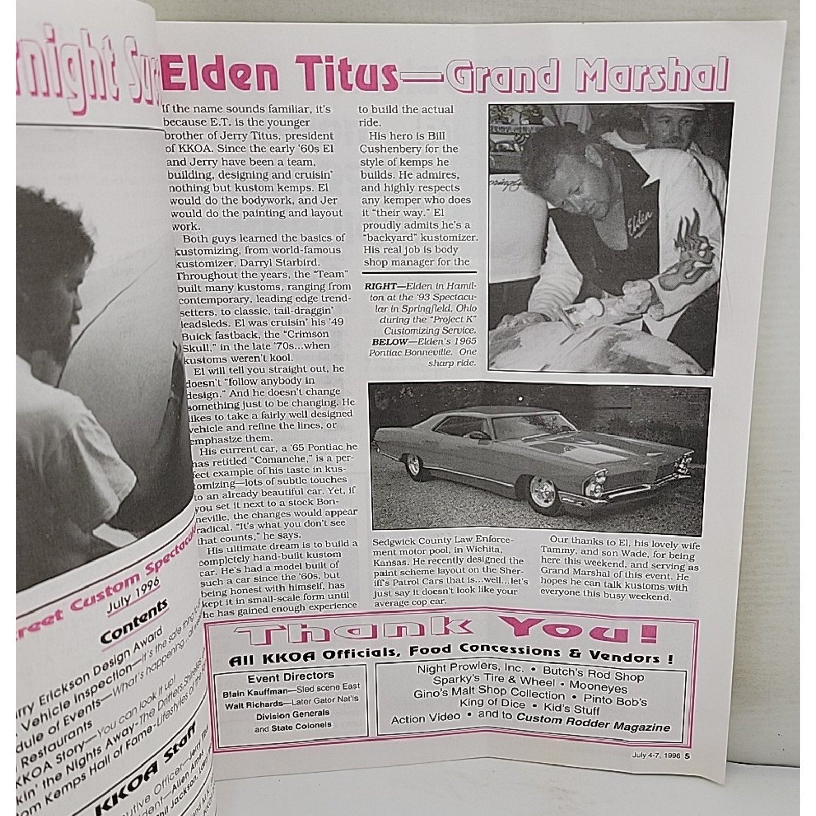 Street Custom Spectacular Event Program July 1996