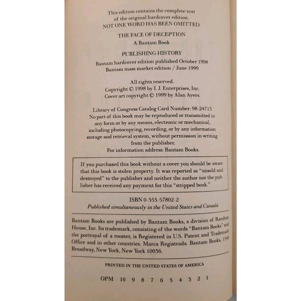 Face of Deception by Iris Johansen (1999, Mass Market)