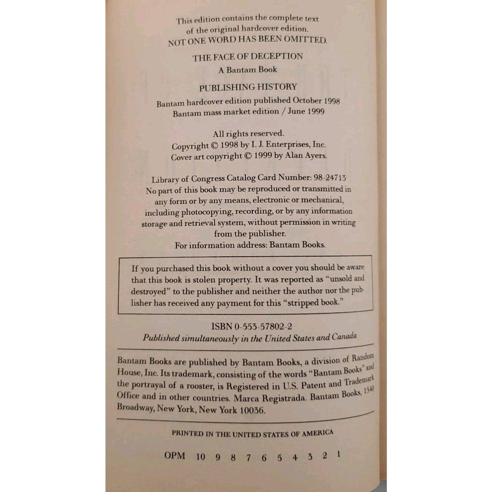 Face of Deception by Iris Johansen (1999, Mass Market)