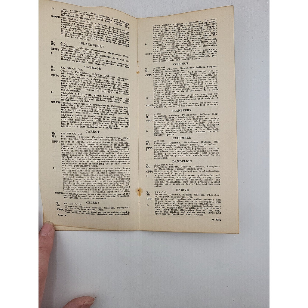 JUICE THERAPY 1944 Nature's Way to Health Booklet Recipes Vegetables Fruits Cure