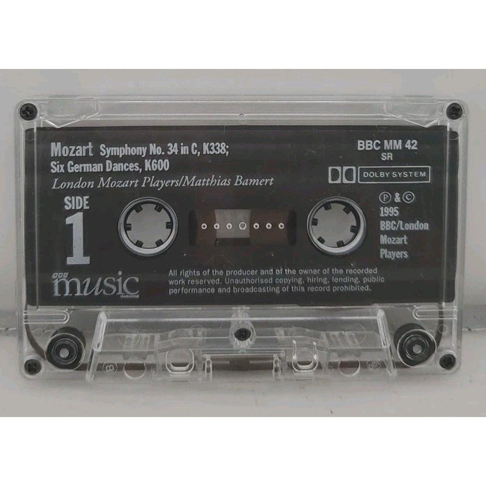Mozart Symphony No.34 In C, K338 Six German Dances, K600 (Cassette)