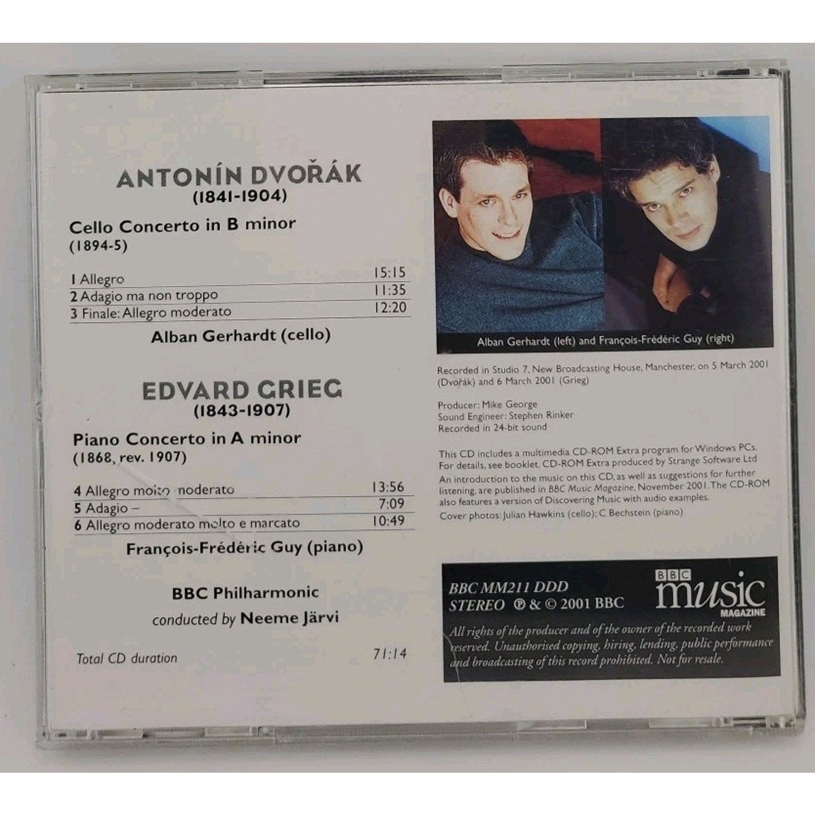 Dvorak Cello Concerto / Grieg Piano Concerto (CD, 2001, BBC Music)