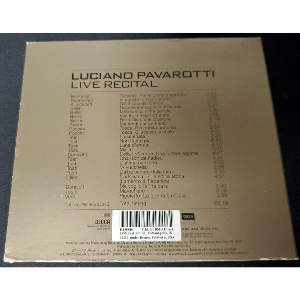 Luciano Pavarotti Live Recital (CD)