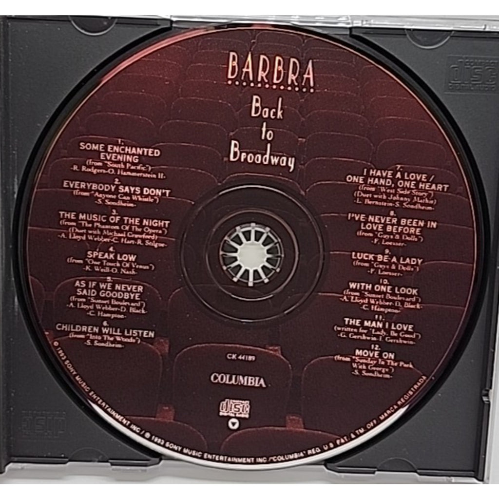 Back to Broadway by Barbra Streisand (CD, 1993)