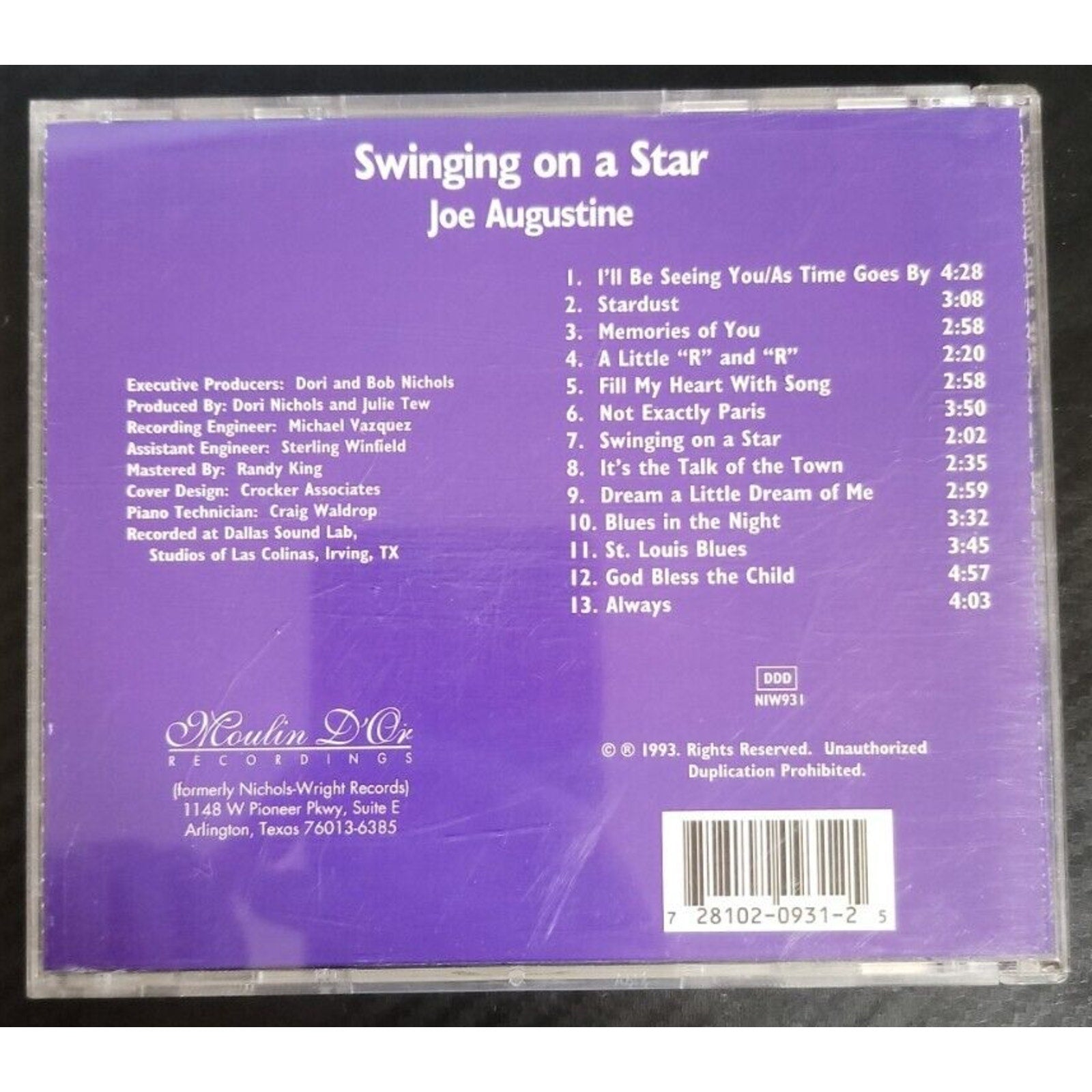 Swinging On A Star by Joe Augustine (CD, 1993, Moulin D'Or Recordings)