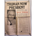 Detroit Times Newspaper: Truman Now President - April 13 1945 - 45th Year No.195