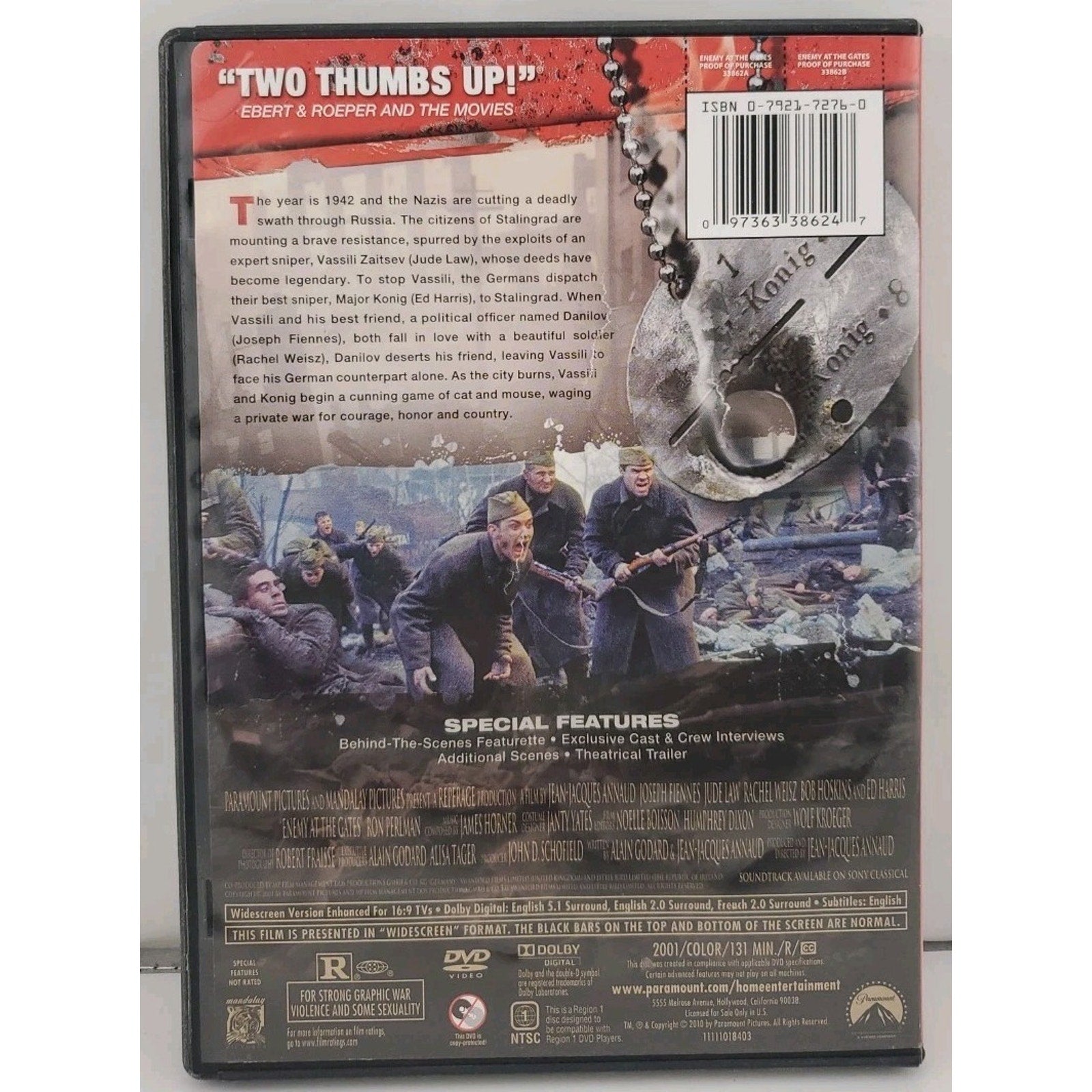 Enemy at the Gates (DVD, 2001)