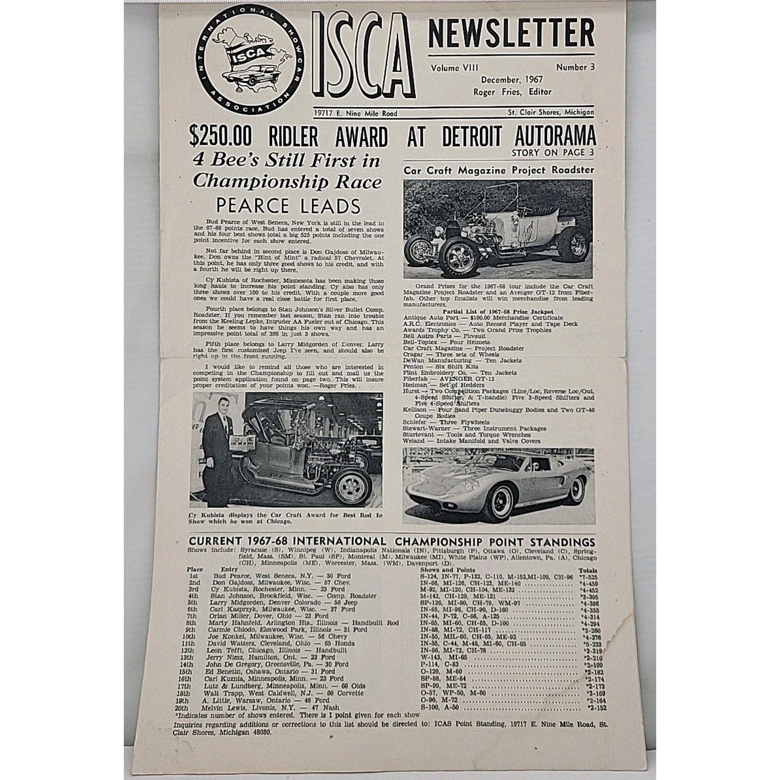 ISCA Newsletter December 1967 Volume VIII Number 3