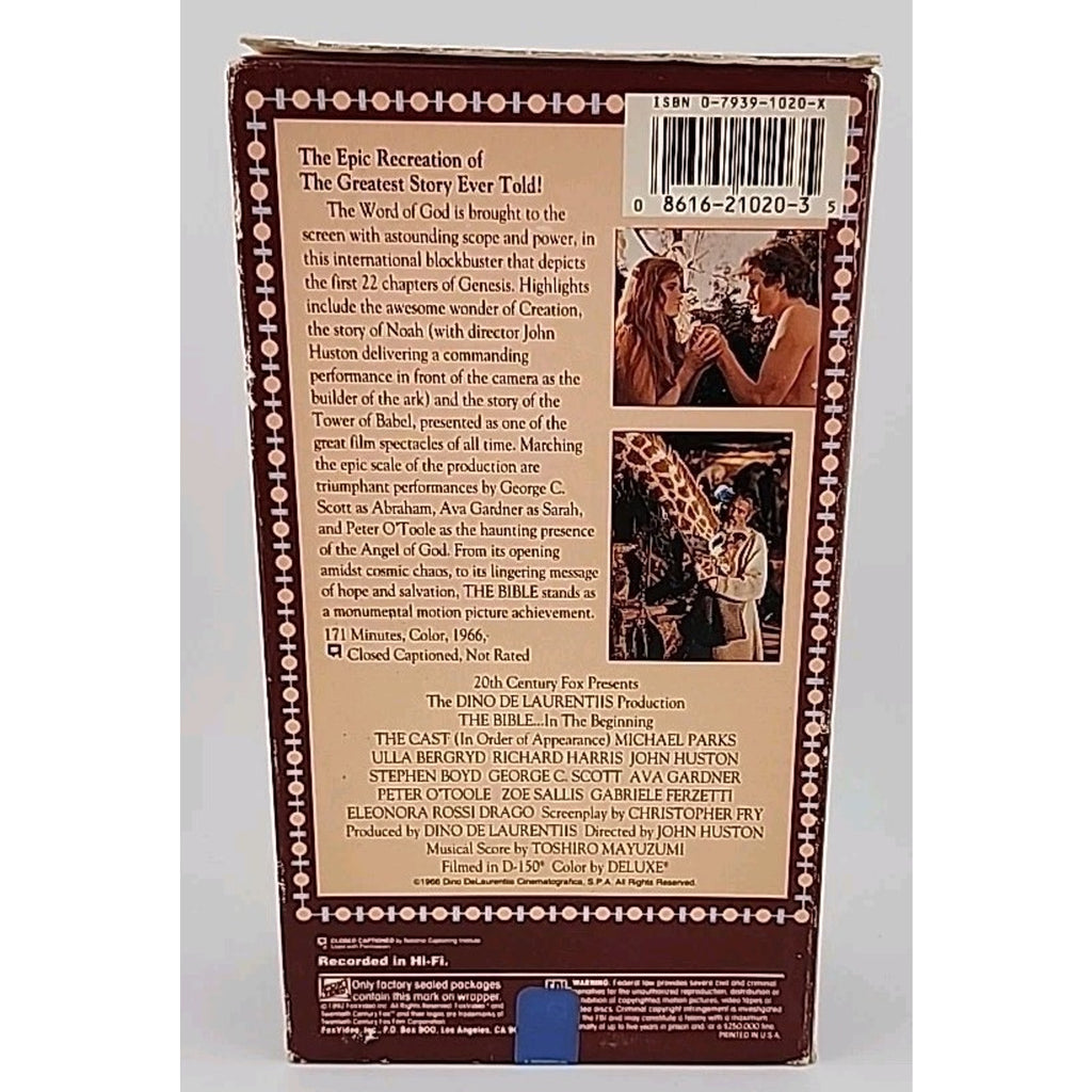 The Bible...In the Beginning (VHS, 1997, 2-Tape Set)