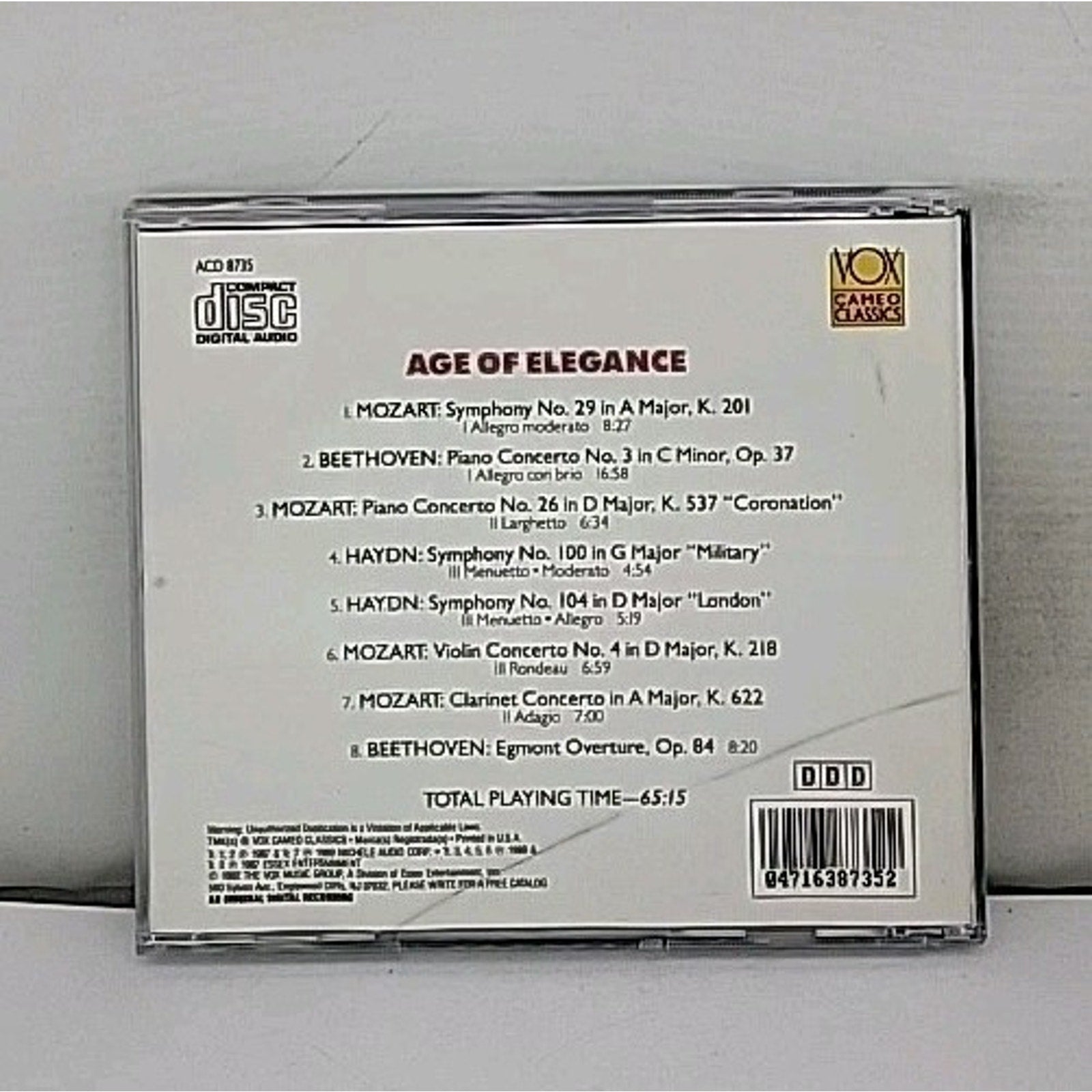 Age of Elegance CD Mozart Beethoven Haydn Vox Cameo Classics