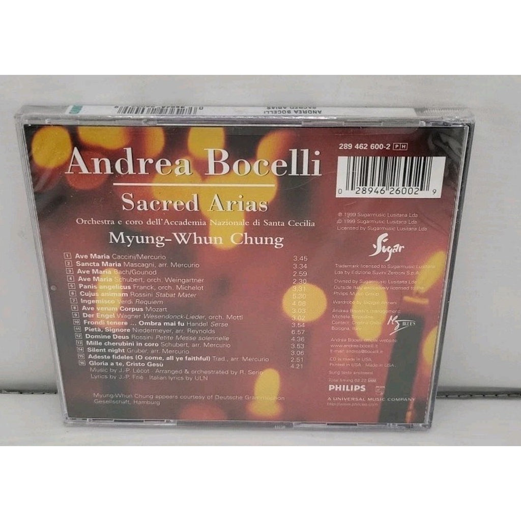 Sacred Arias by Bocelli, Andrea (CD, 1999) *Brand New*