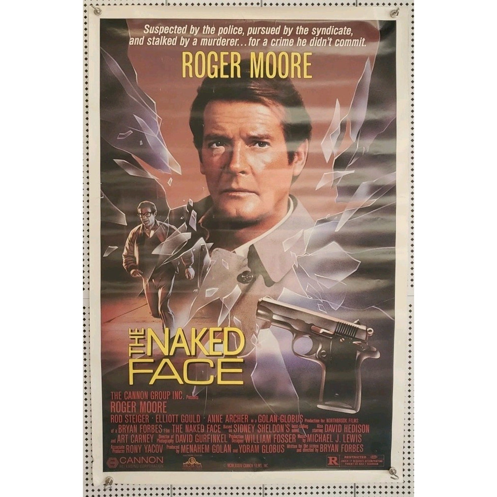 The Naked Face Movie Poster - Roger Moore - 41 x 27 - Rolled