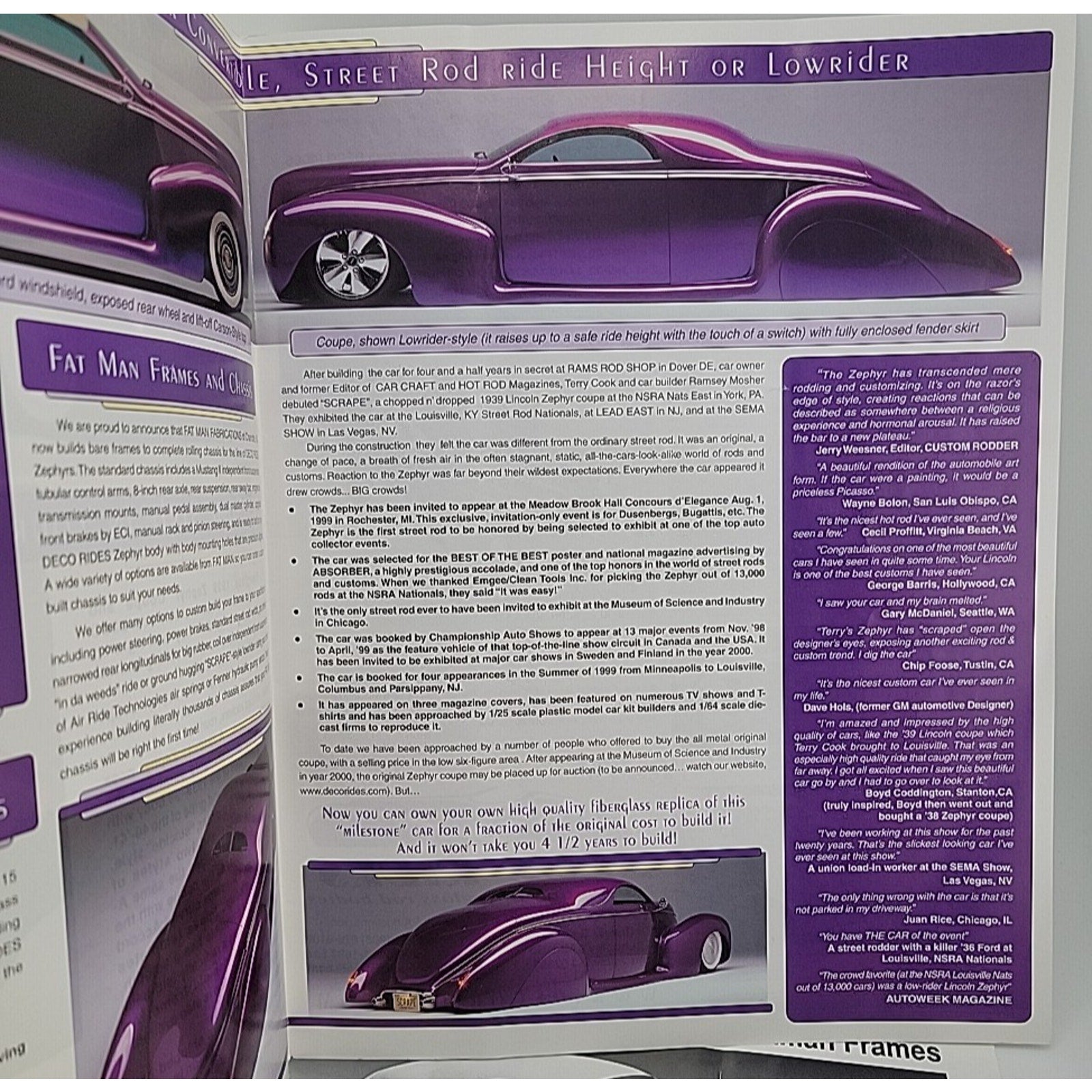 1939 Lincoln Zephyr Fiberglass Coupe And Convertible Deco Rides Brochure