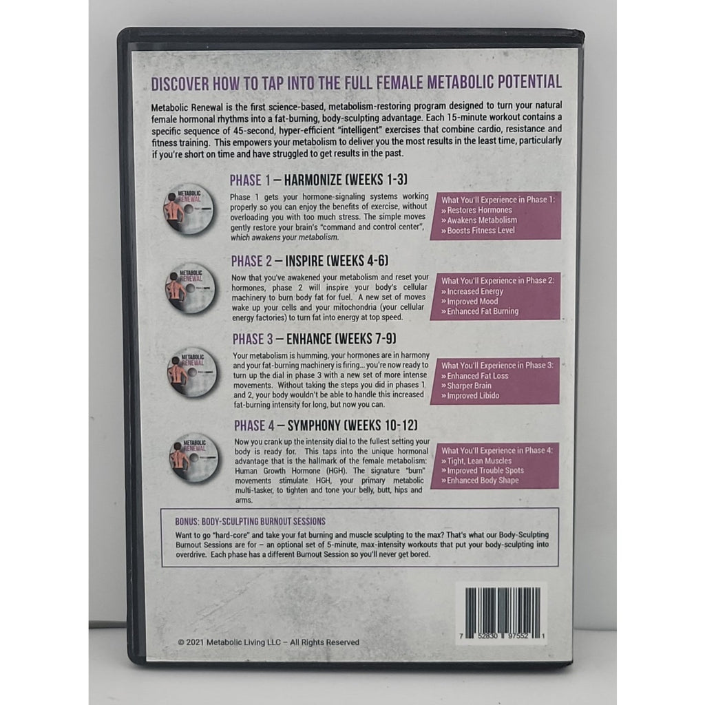 Metabolic Renewal: 4 Phase Workout Videos plus Body-Sculpting Burnouts (DVD,...