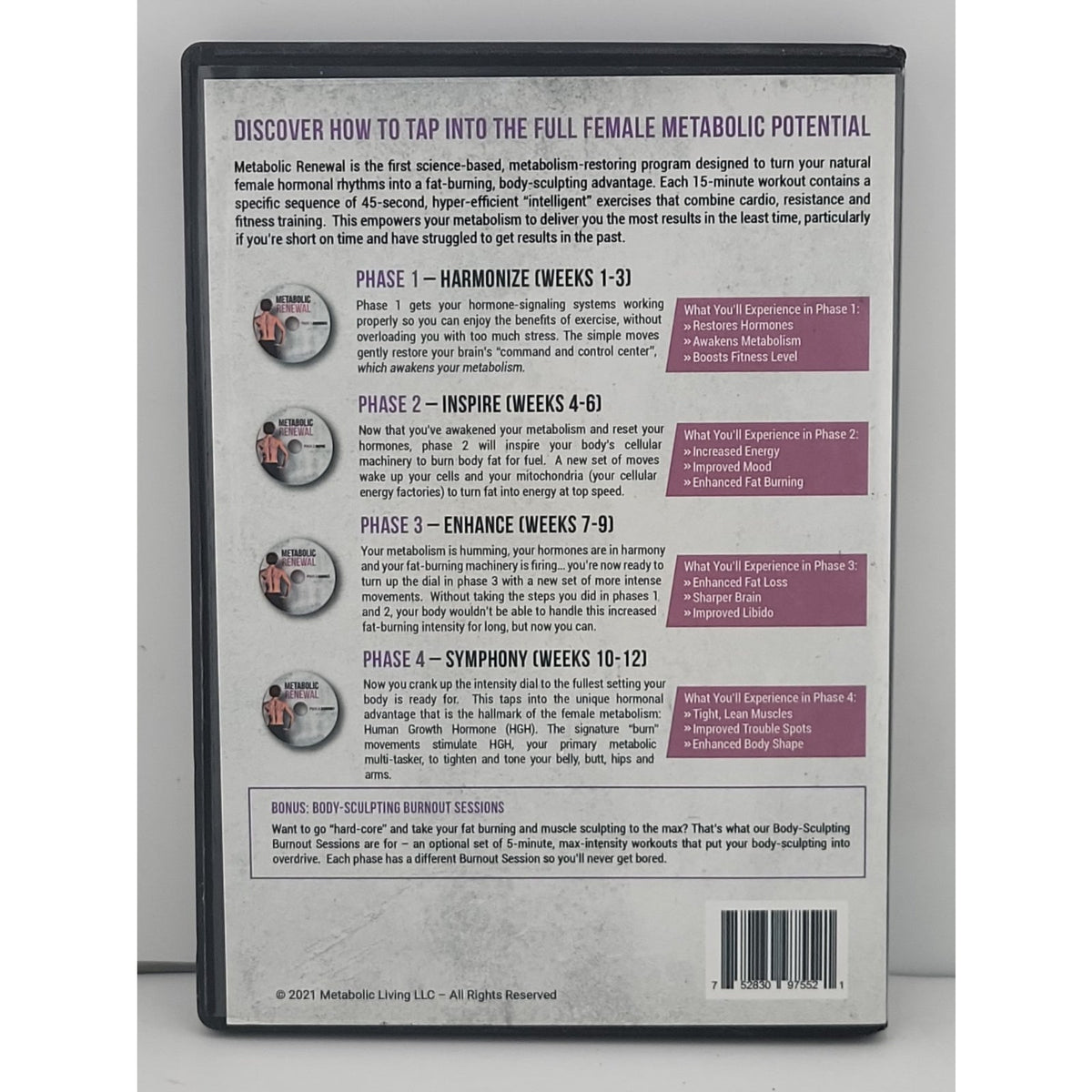 Metabolic Renewal: 4 Phase Workout Videos plus Body-Sculpting Burnouts (DVD,...