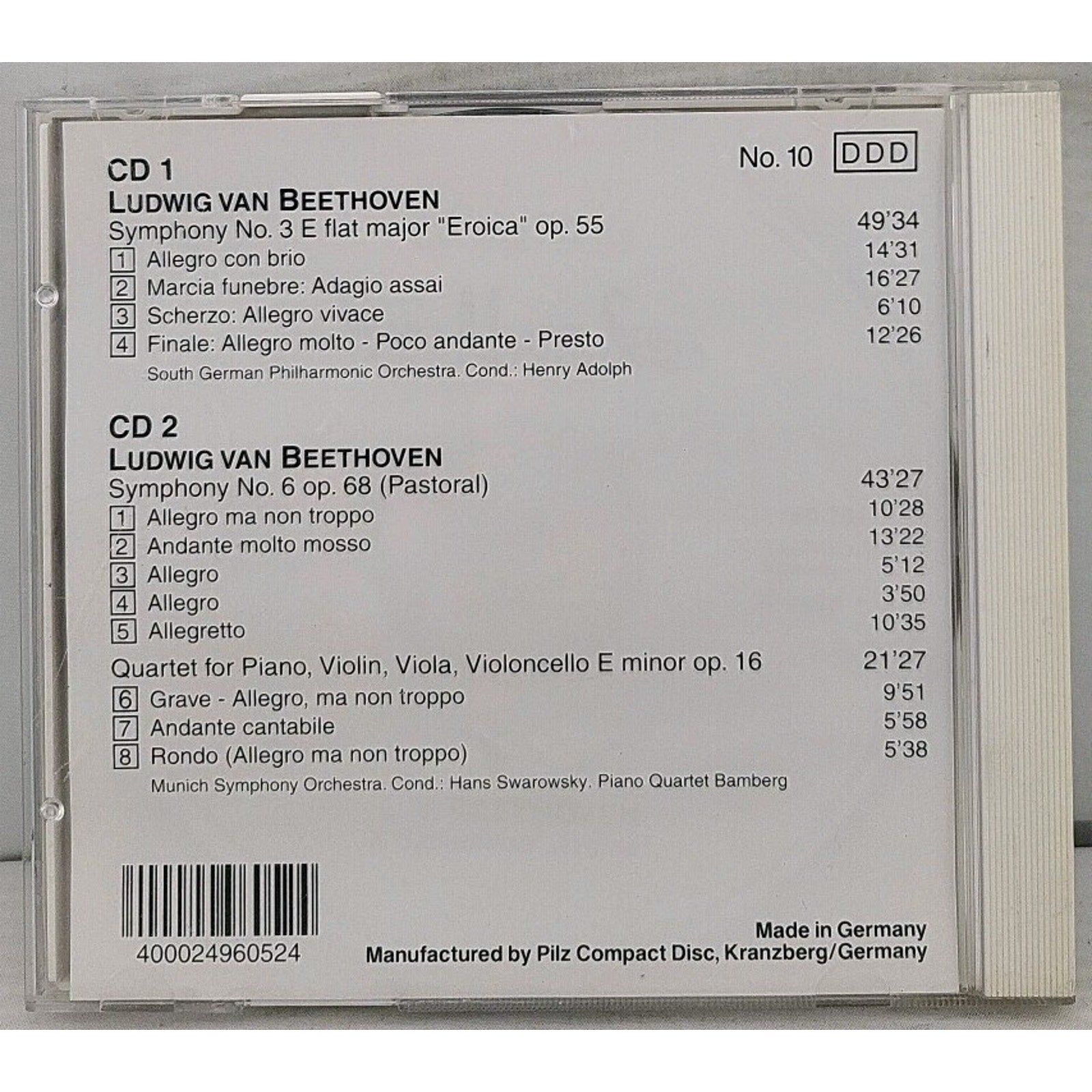 Ludwig Van Beethoven - Symphony No.3 Eroica & No.6 Pastoral (2 CD Set, 1990)