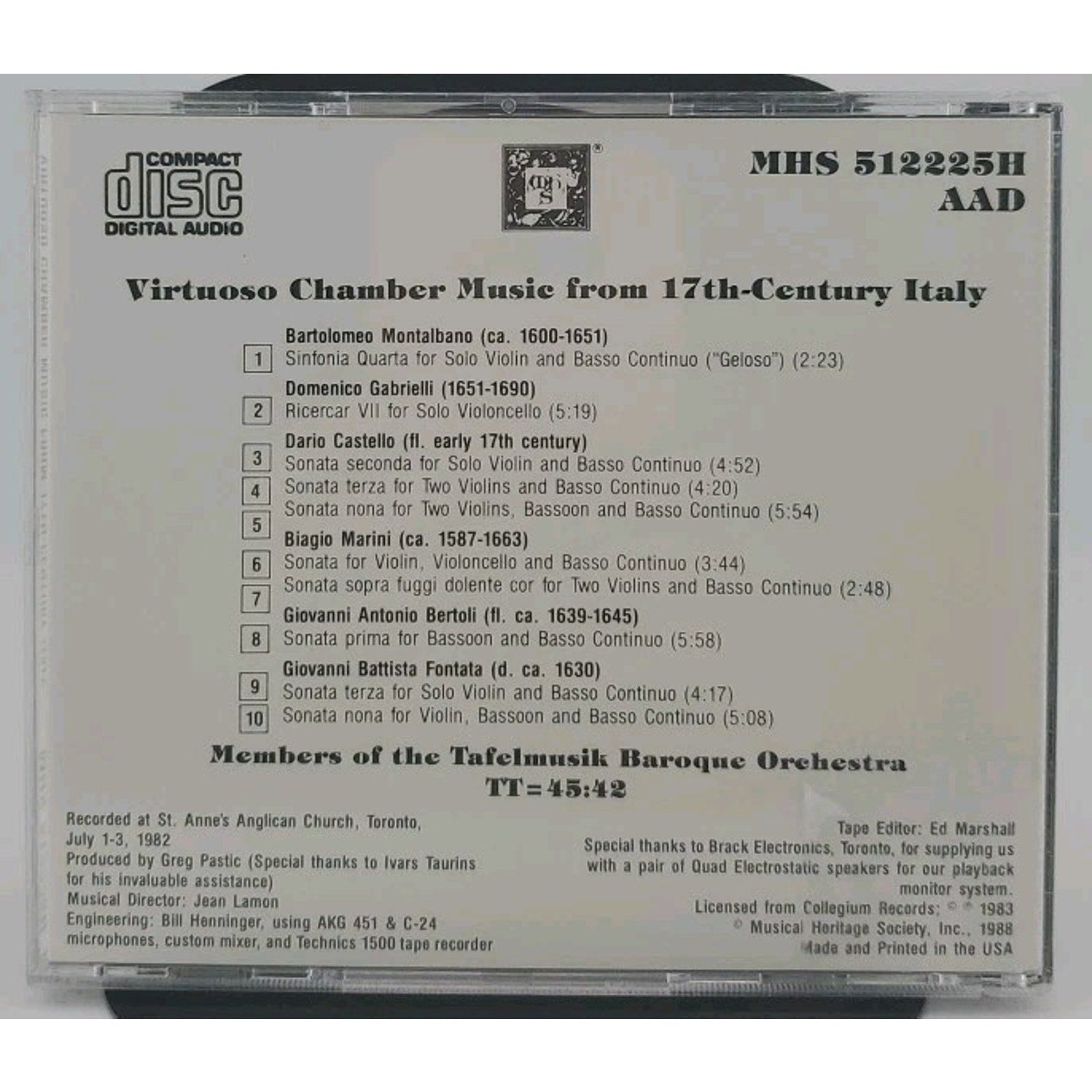 Virtuoso Chamber Music From 17th Century Italy (CD)