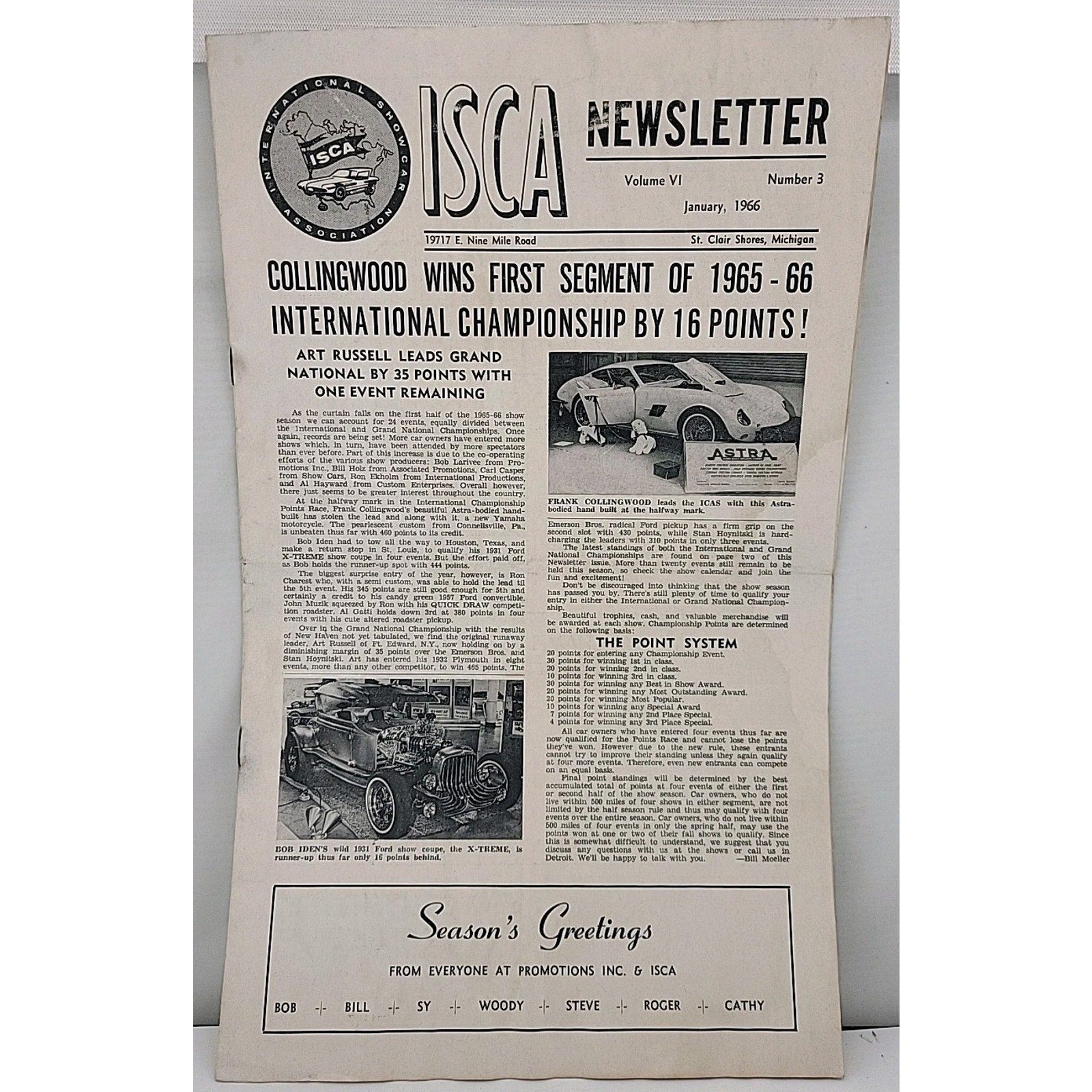 ISCA Newsletter January 1966 Volume VI Number 3