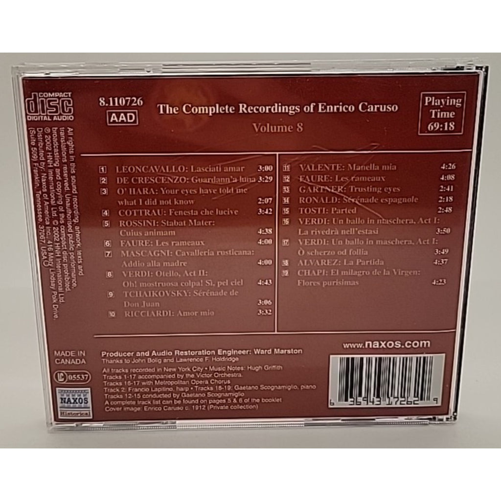 Comp Recordings Of-Vol. 8 by Caruso (CD, 2002)