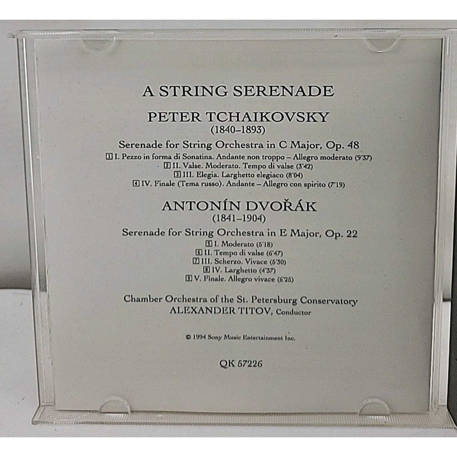 String Serenade by Tchaikovsky / Dvorak (CD, 1994)