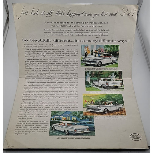 1959 Ford Galaxie Most Beautiful Wedding Of The Year Dealer Sales Brochure