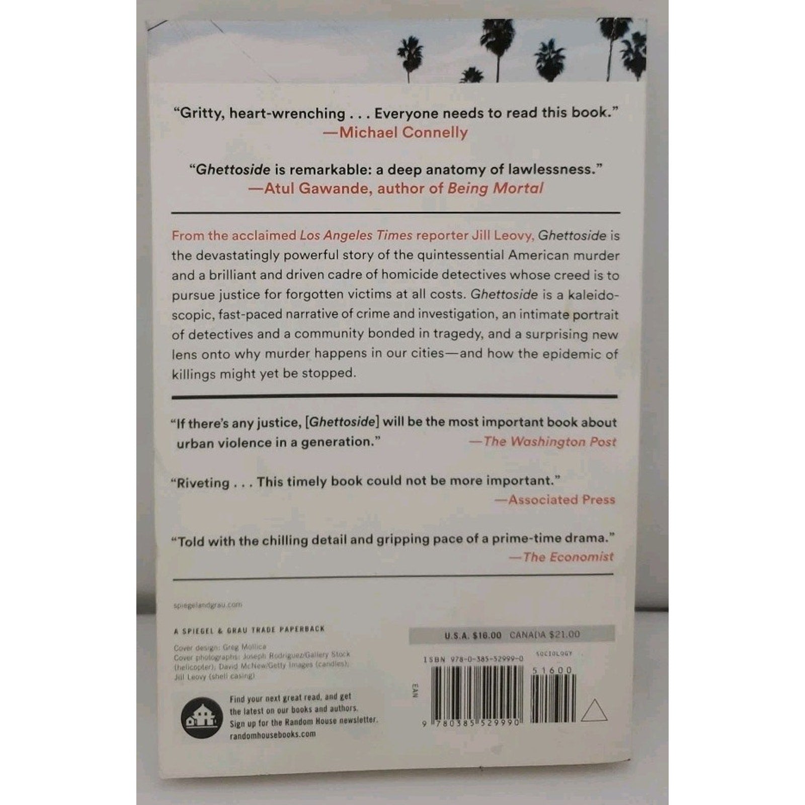 Ghettoside : A True Story of Murder in America by Jill Leovy (2015, Trade...