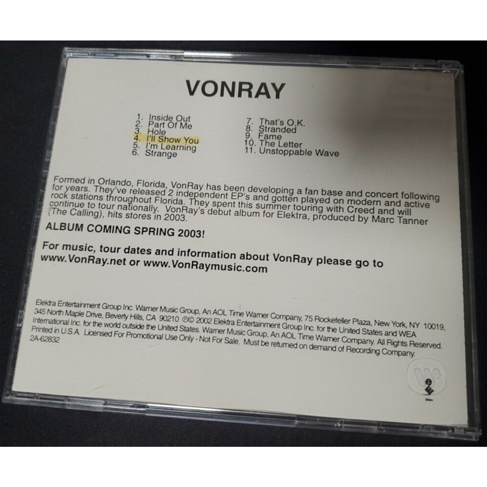 Vonray by Vonray (Advance CD, Elektra)