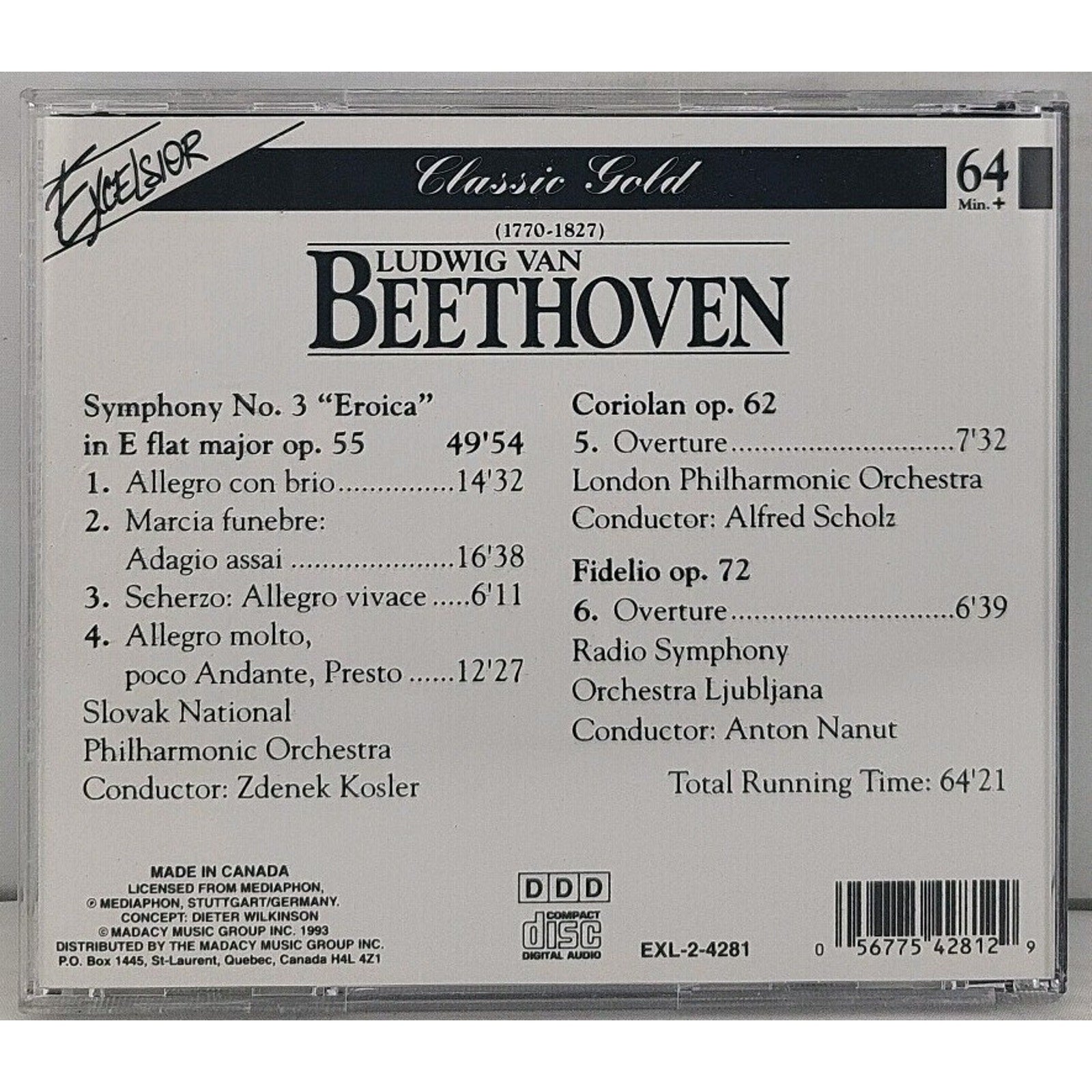 Excelsior Classic Gold Ludwig Van Beethoven Symphony No 3 Eroica CD