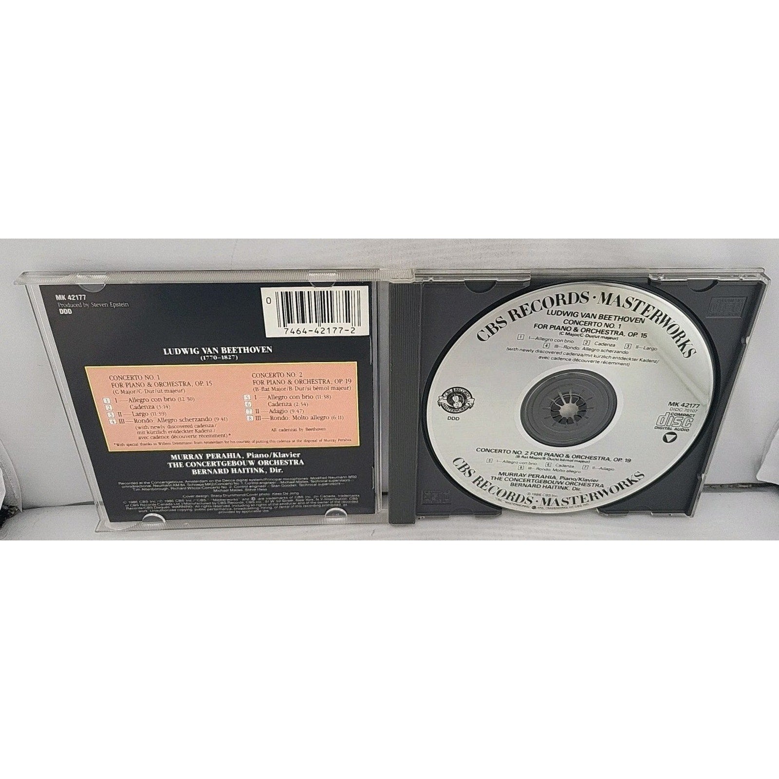 Piano Concerti 1 & 2 by Beethoven / Perahia / Cgb (CD, 1987)
