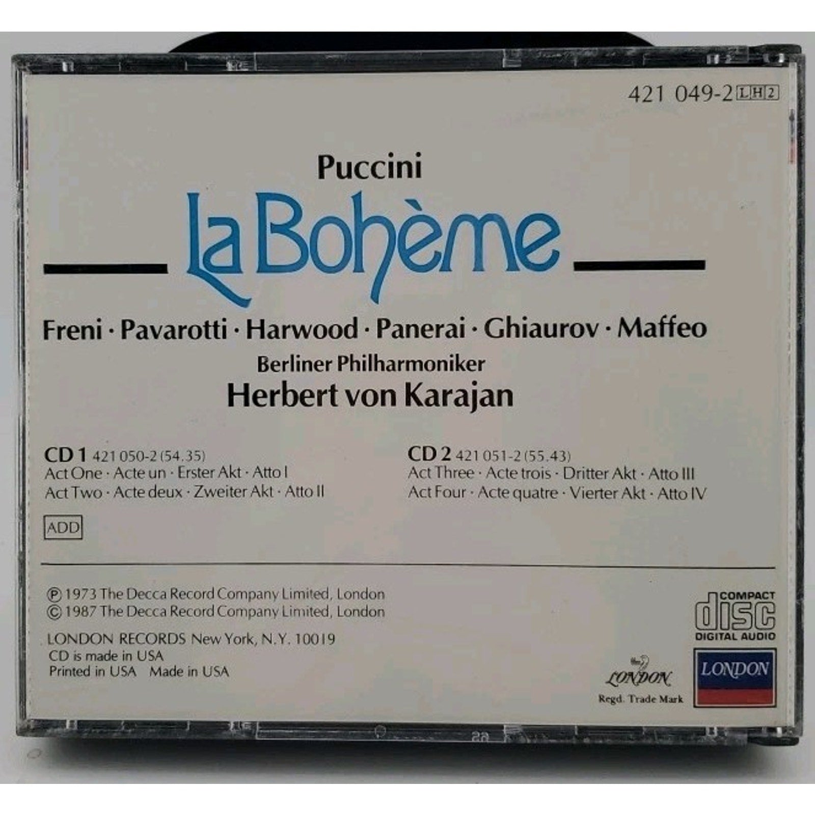 La Boheme by Luciano Pavarotti (CD, 1990)