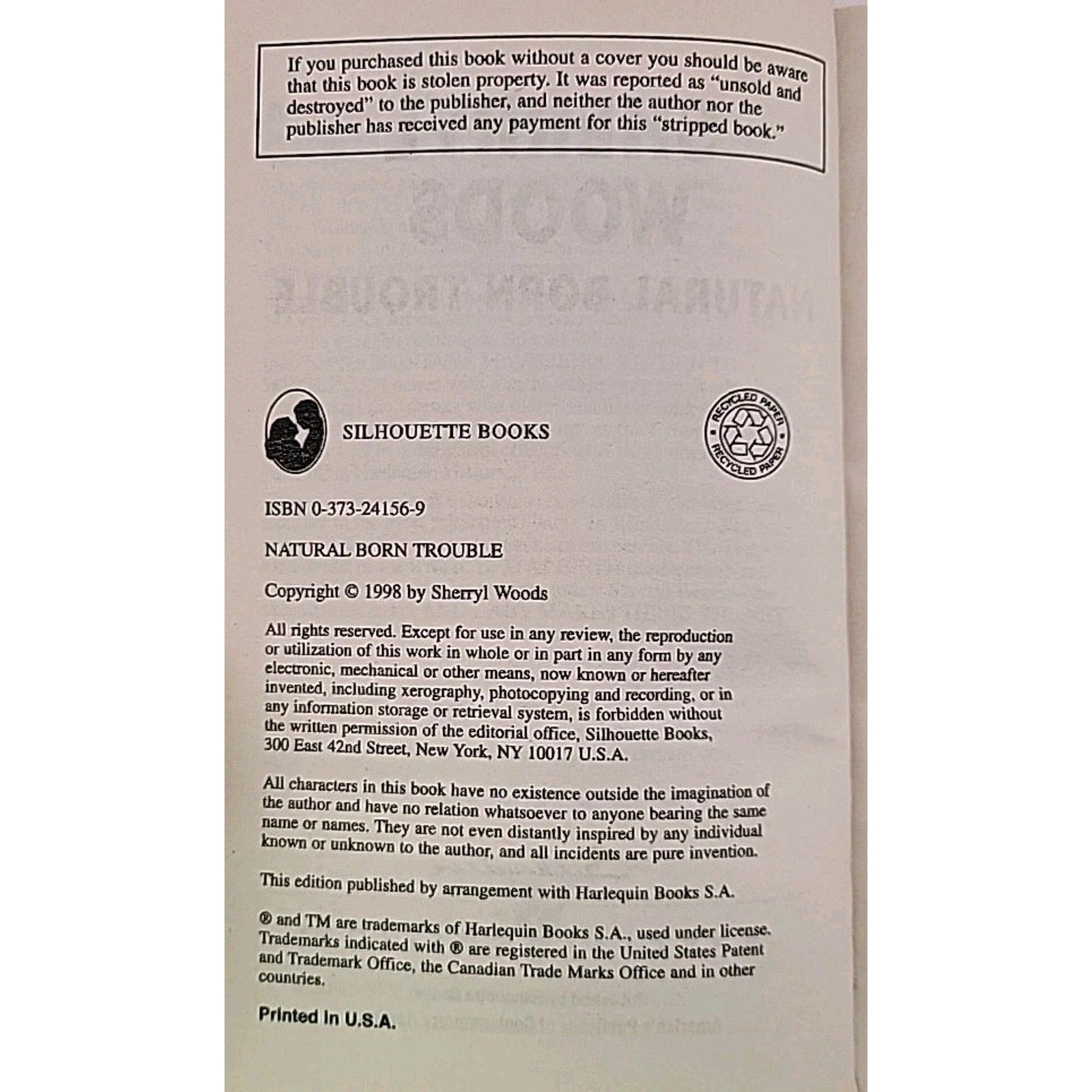 Natural Born Trouble by Sherryl Woods (1997, Mass Market)