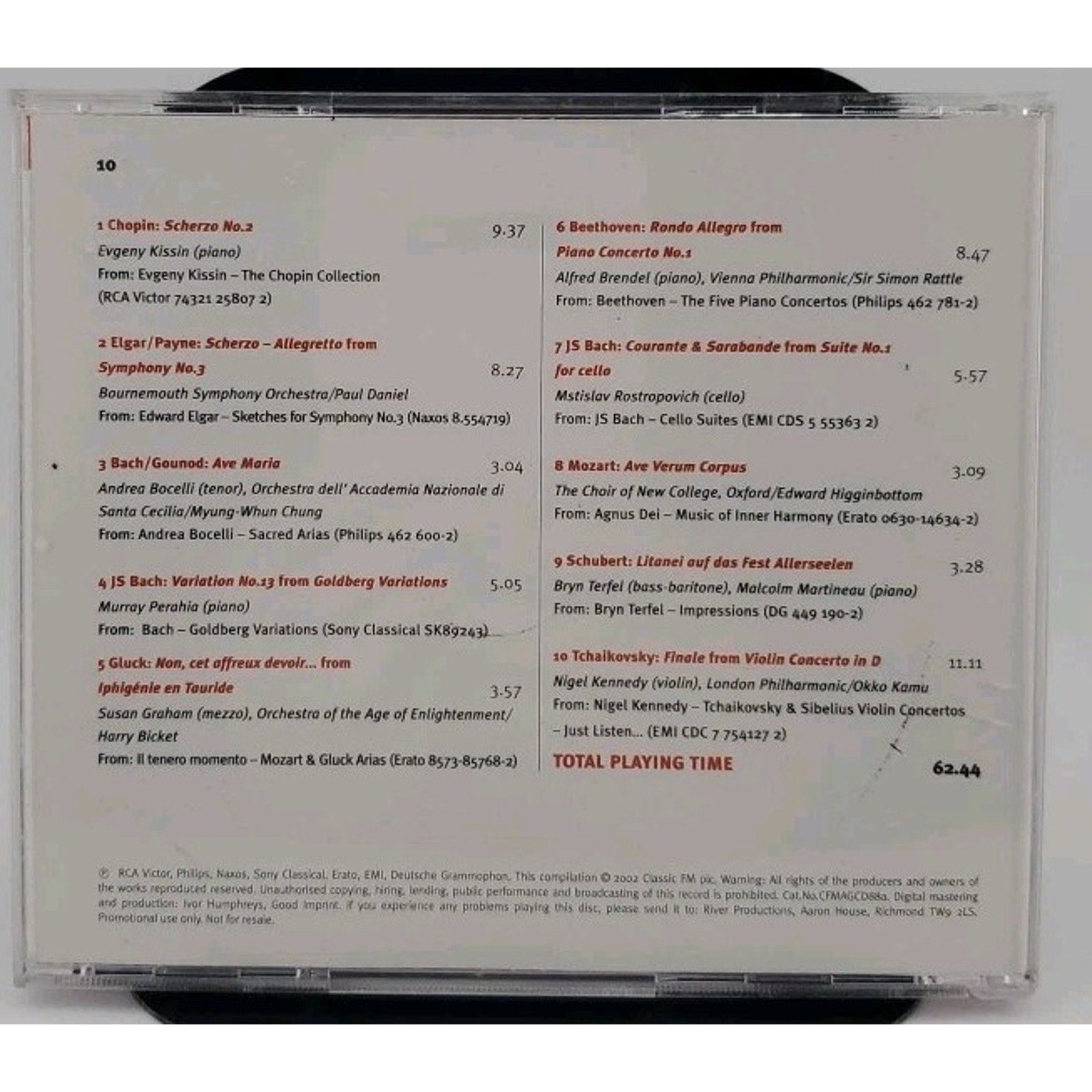 Classic FM - 10th Birthday Souvenir CD - Chopin, Elgar, Bach!