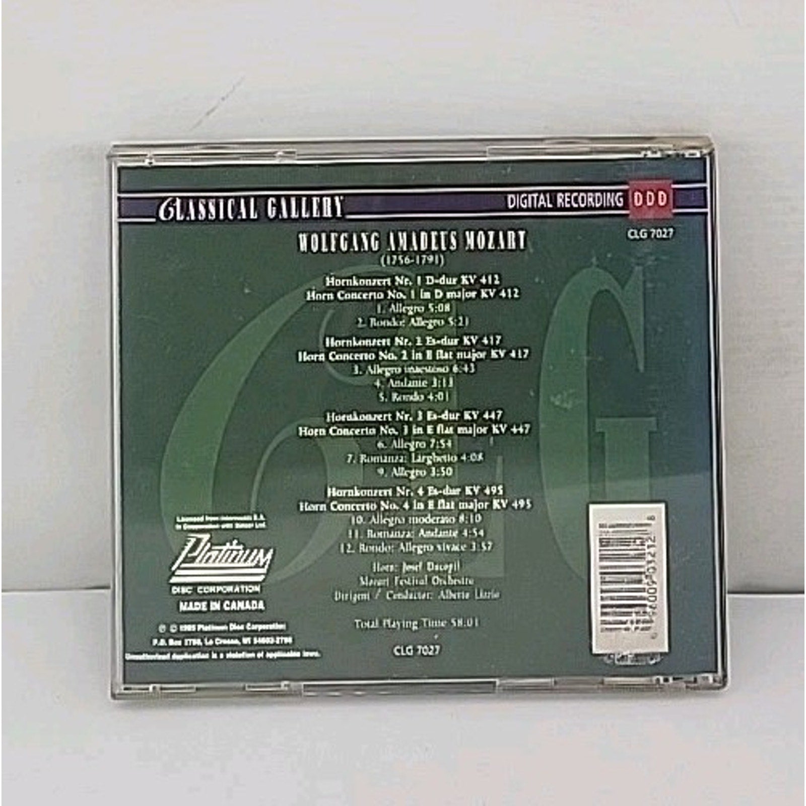Wolfgang Amadeus Mozart - 4 Horn Concertos 1756-1791 CD