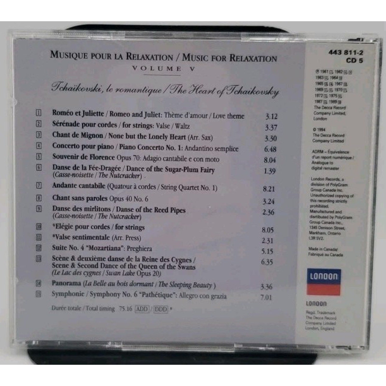 Music For Musique Pour La Relaxation CD