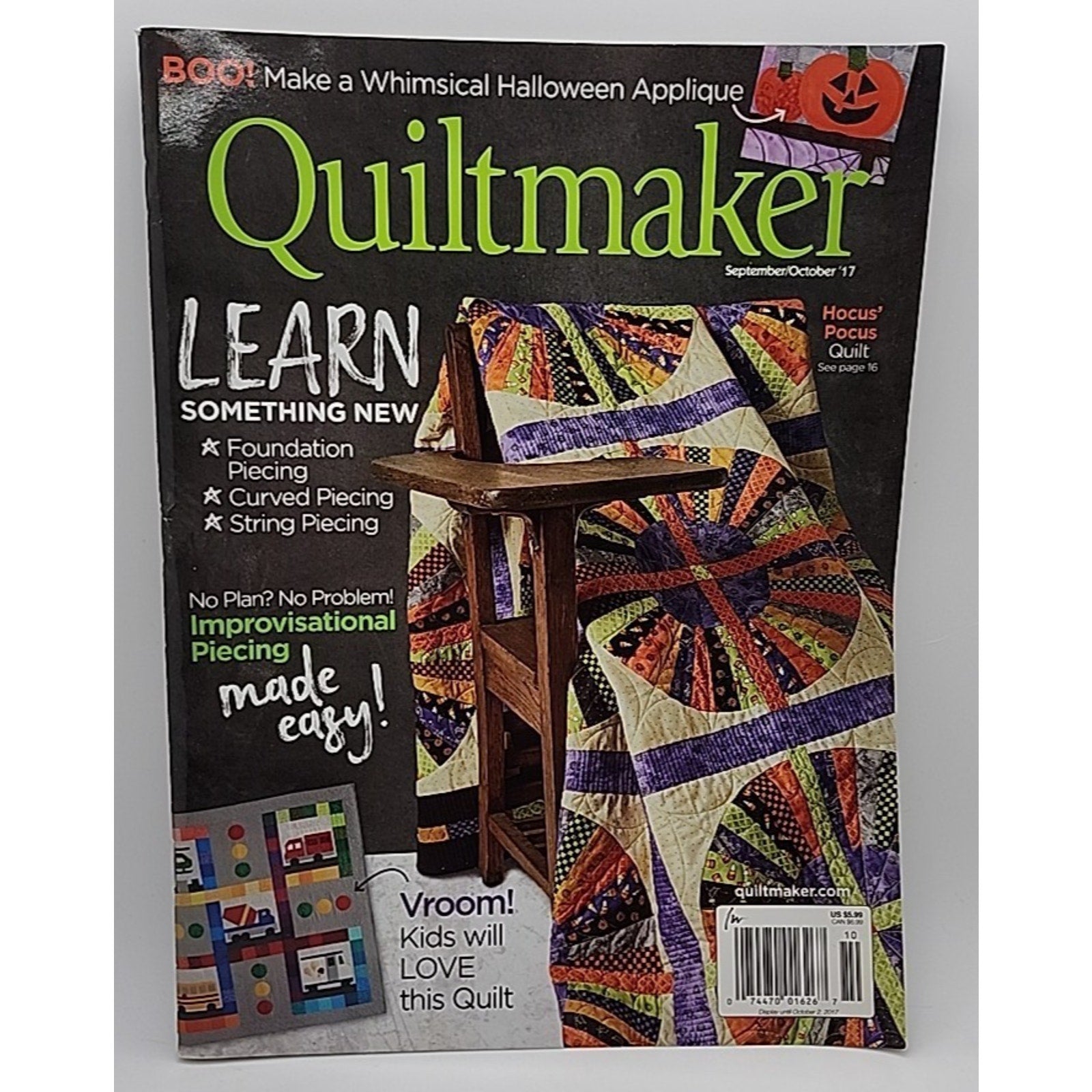 Quiltmaker Magazine September/October 2017 Quilt Quilting Halloween