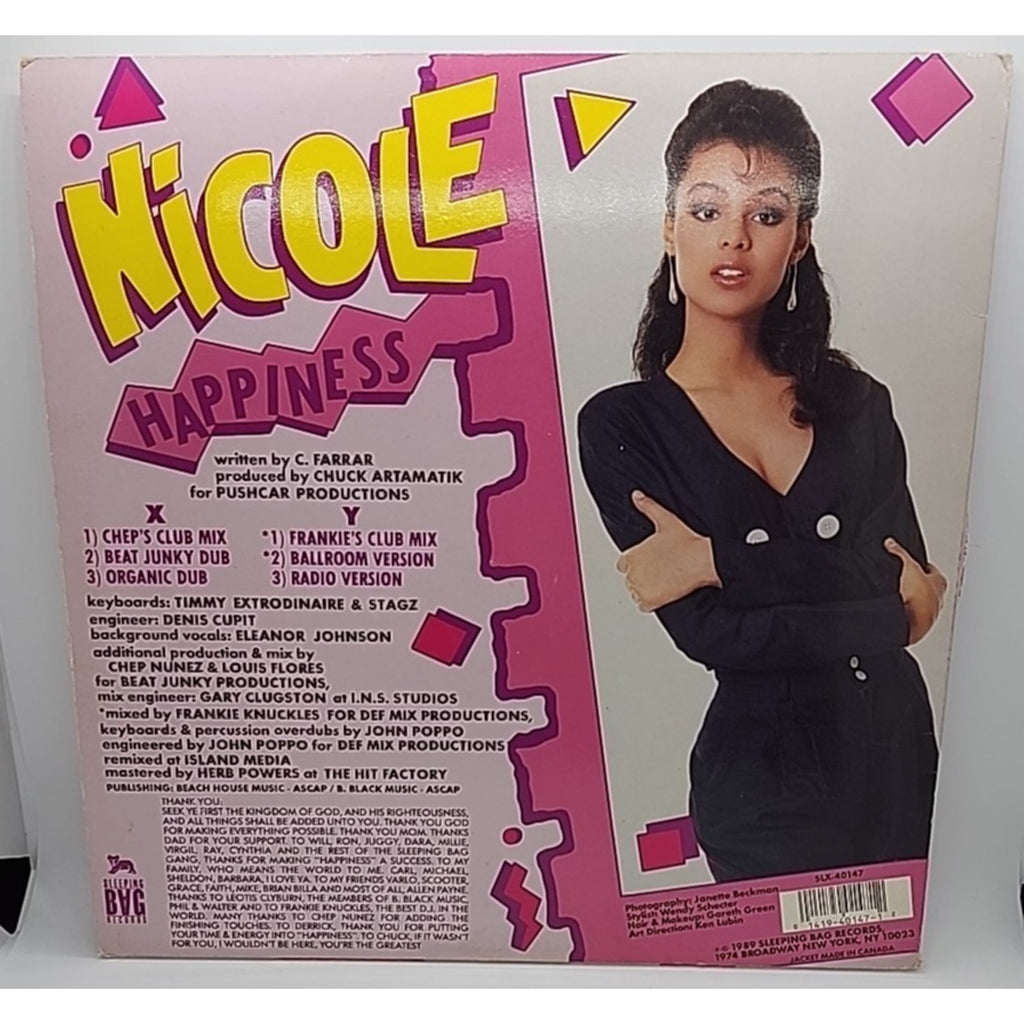 Nicole - Happiness - 1989 - Sleeping Bag - SLX-40147 (Record)