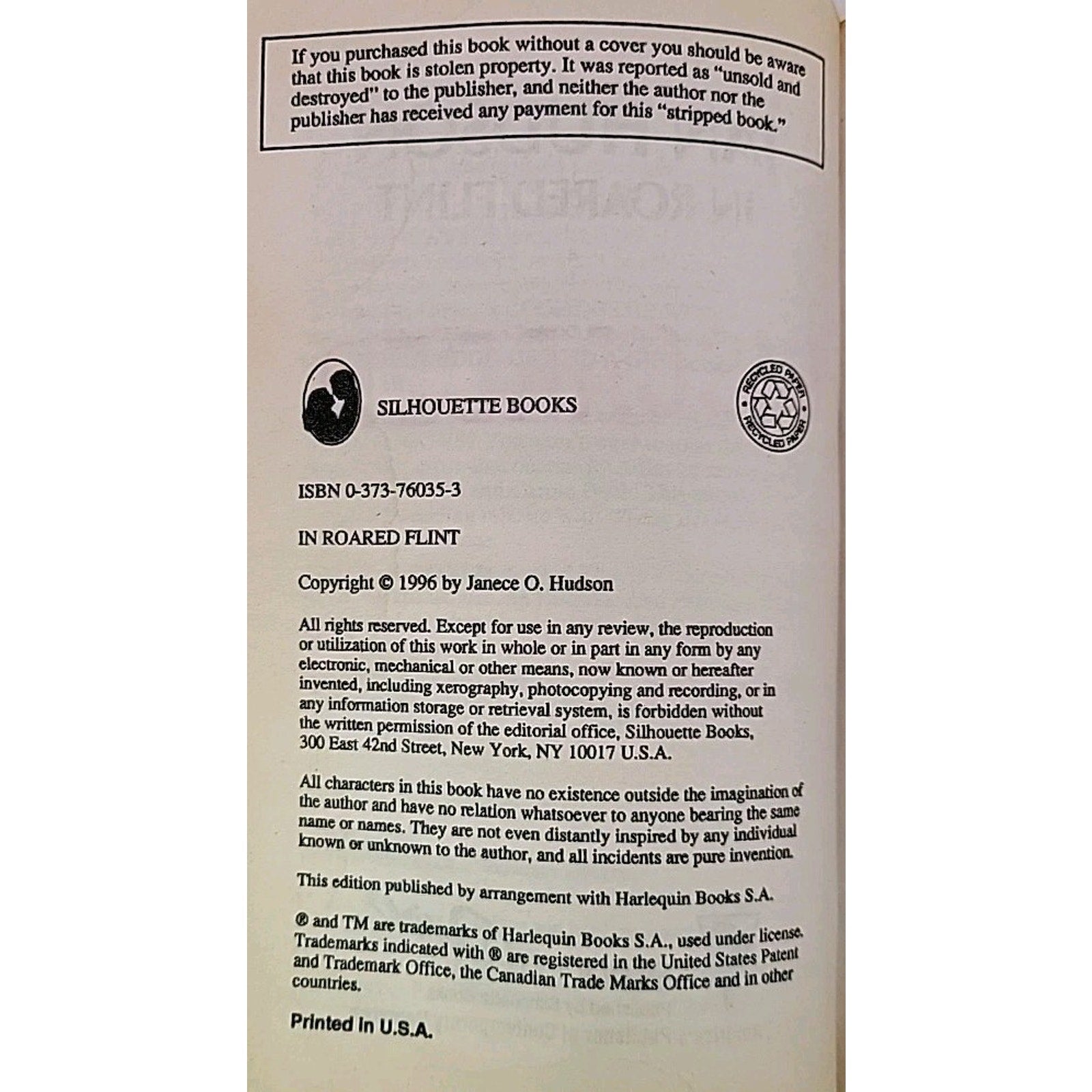 In Roared Flint by Jan Hudson (1996, Mass Market)