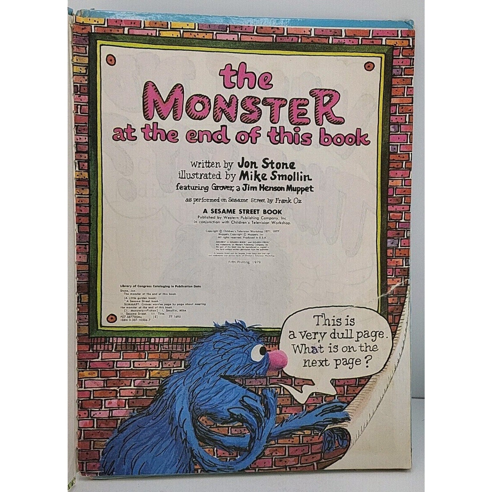1971 Sesame Street The Monster At The End Of This Book Little Golden