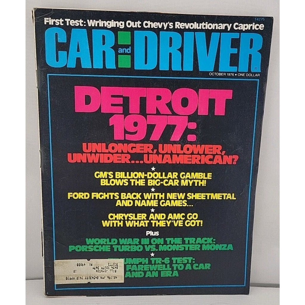 Car And Driver October 1976 Magazine