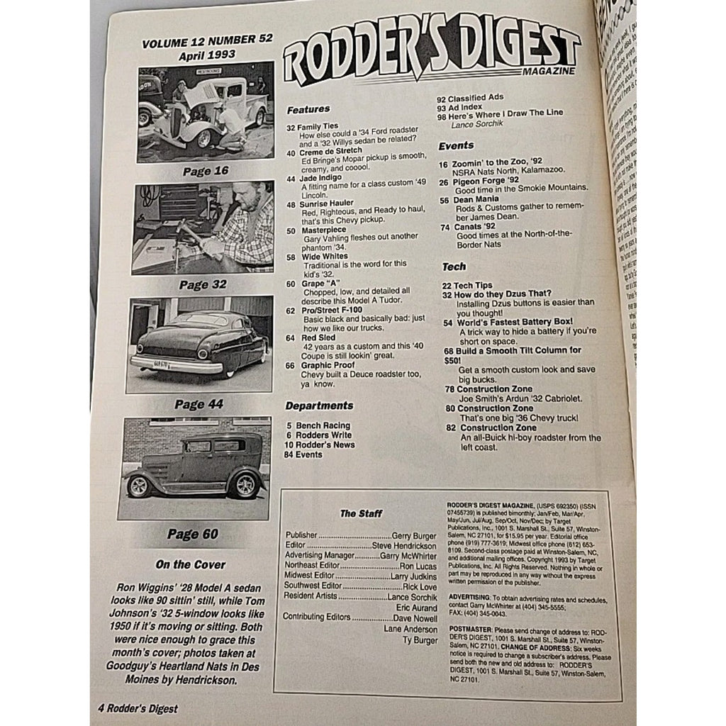 Rodder's Digest Magazine April 1993 Volume 12 Number 52