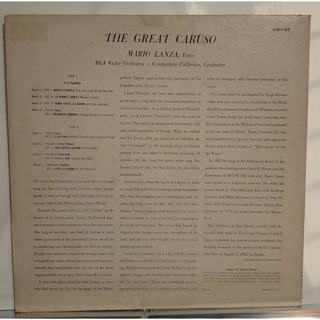 Mario Lanza – The Great Caruso (Vinyl)