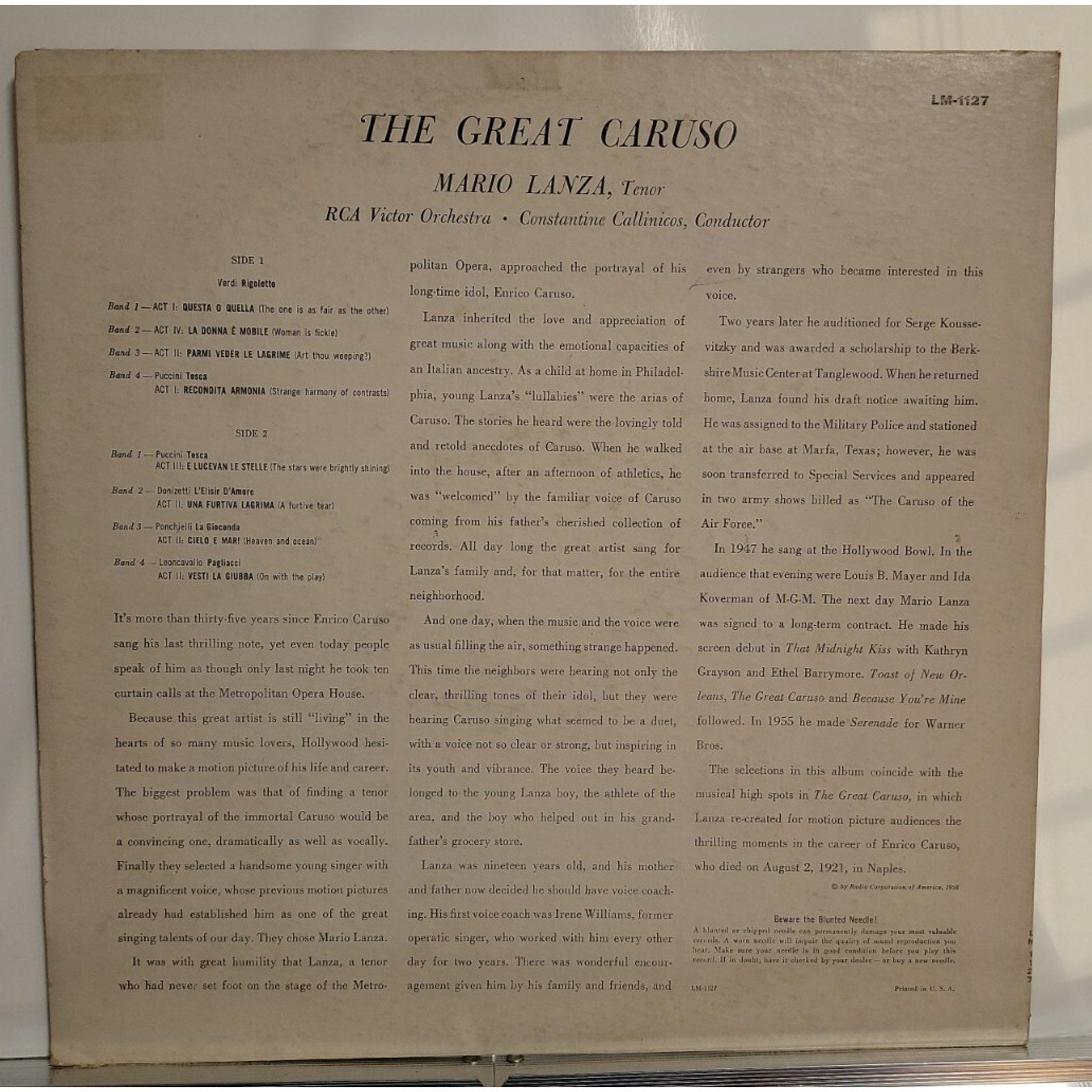 Mario Lanza – The Great Caruso (Vinyl)