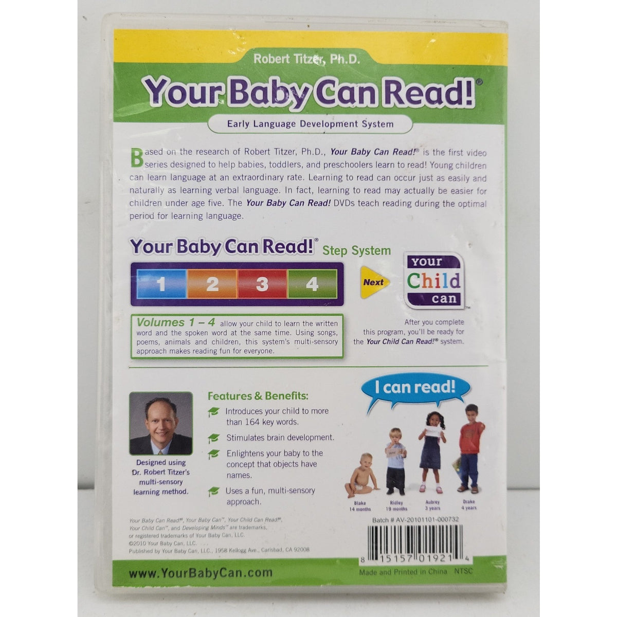 Your Baby Can Read DVD 4 Disc Robert Titzer Early Language Development System FS