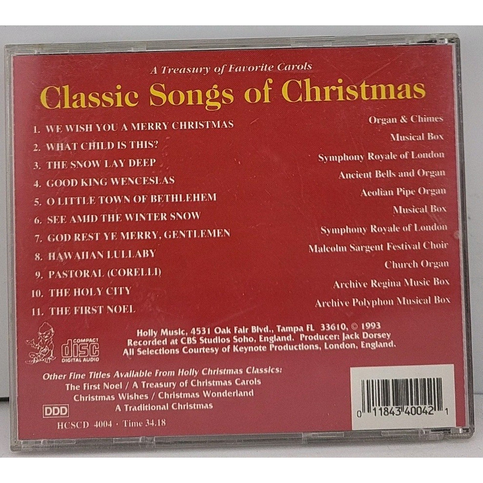 Classic Songs of Christmas CD Treasury of Favorite Carols