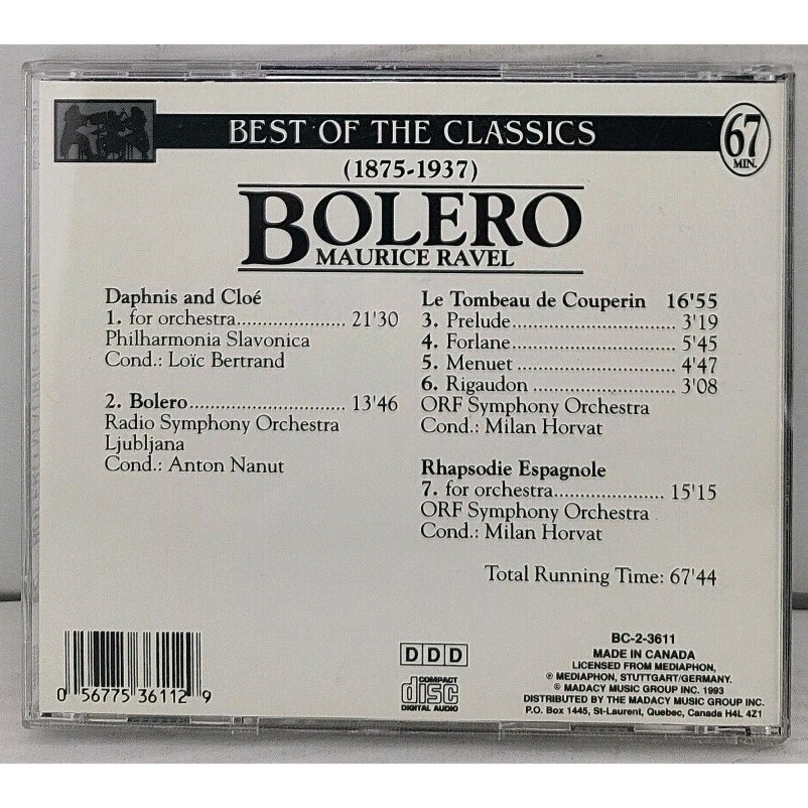 Bolero/Daphnis Ste/Rhaps Espag by Ravel (CD, 1994)
